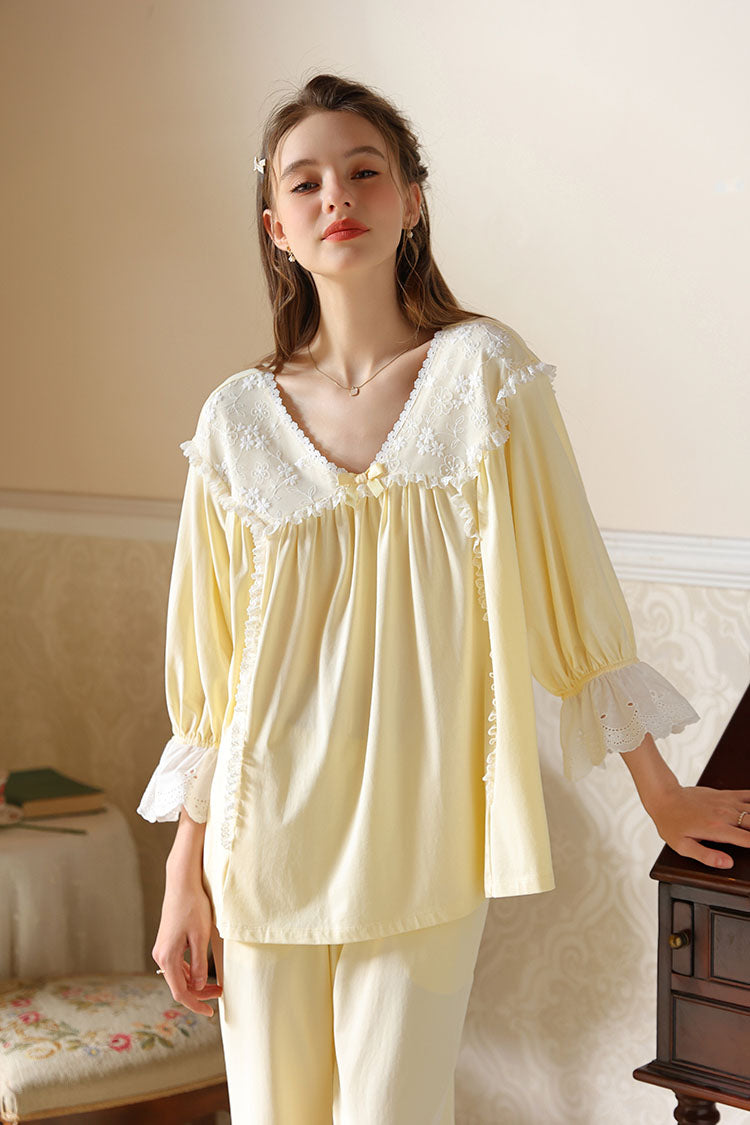 Lace Trimmed Pajama Set