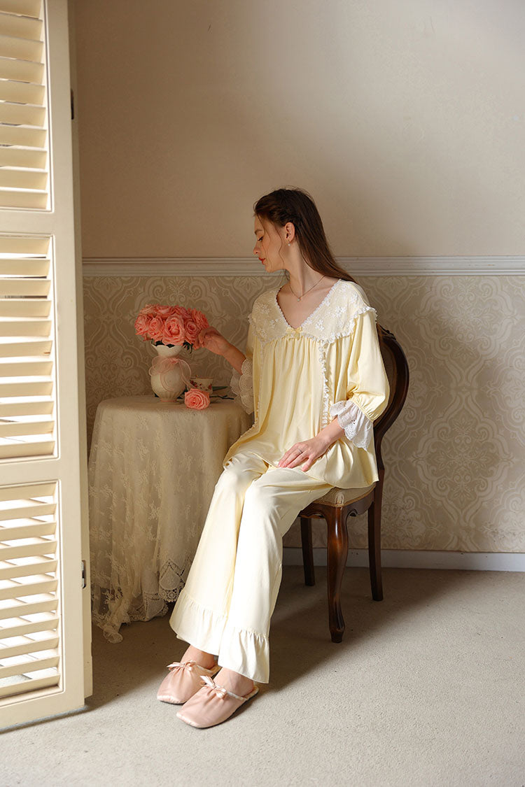 Lace Trimmed Pajama Set