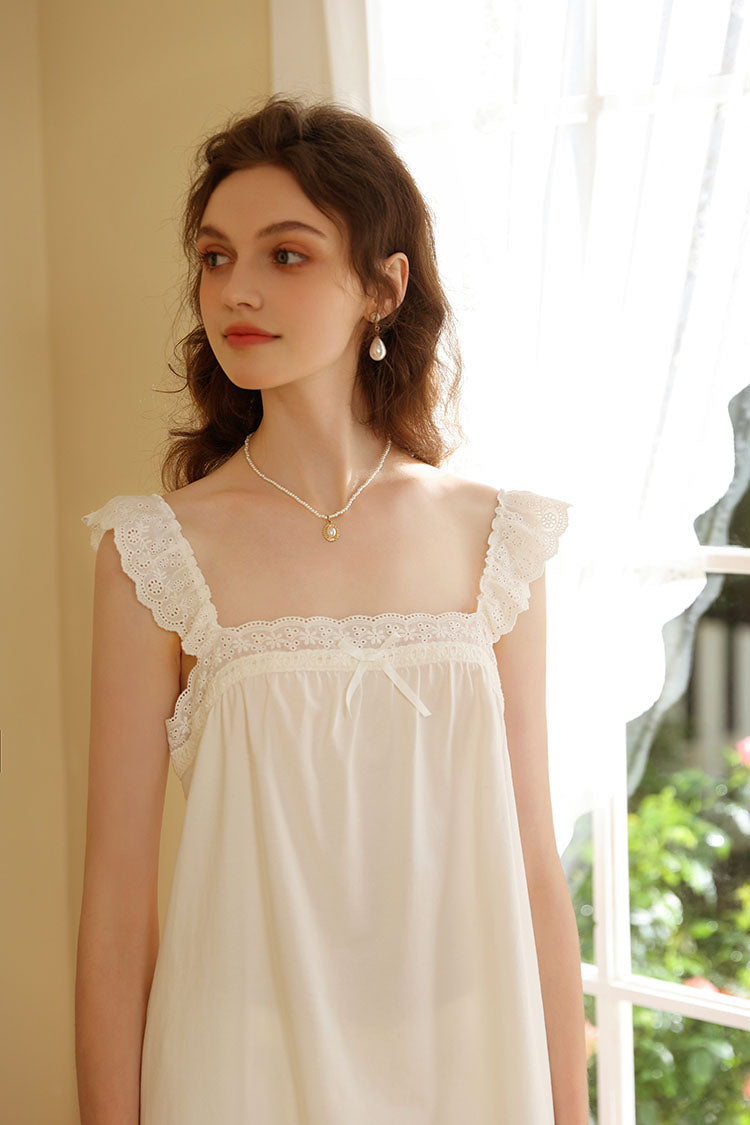 Lace Trimmed Square Neck Top & Shorts Pajama Set