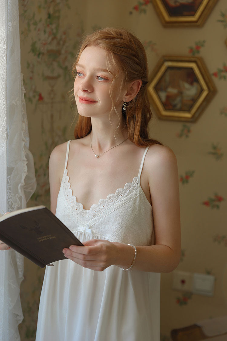 V - neck Ruffled Strap Nightgown