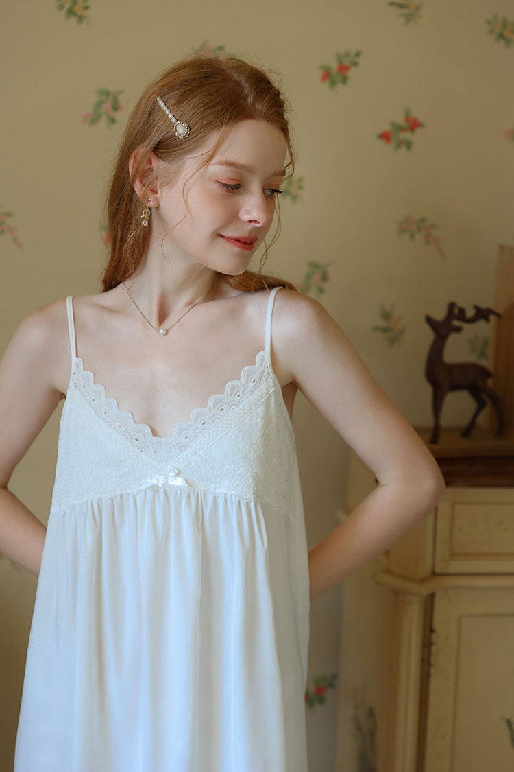 V - neck Ruffled Strap Nightgown