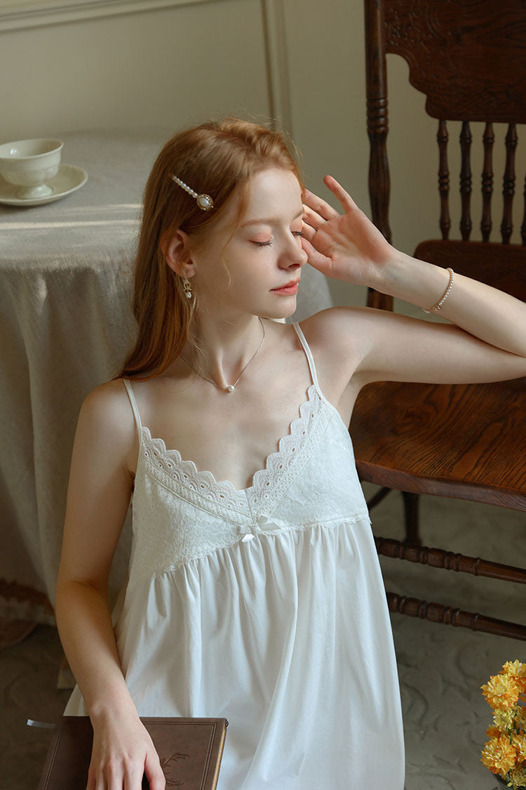 V - neck Ruffled Strap Nightgown