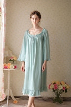 Ruffled Trimmed Long Nightgown