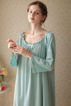 Ruffled Trimmed Long Nightgown