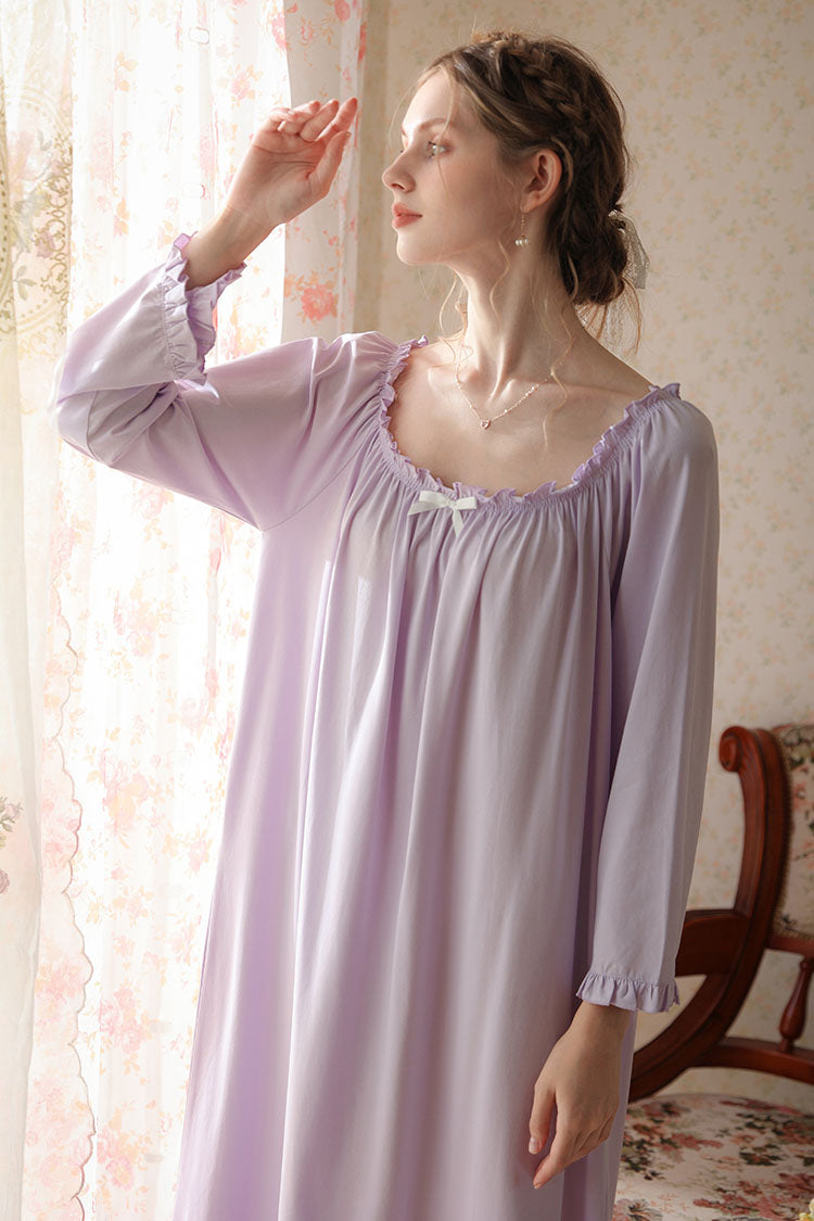 Ruffled Trimmed Long Nightgown