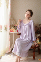 Ruffled Trimmed Long Nightgown