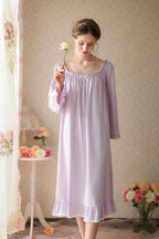 Ruffled Trimmed Long Nightgown