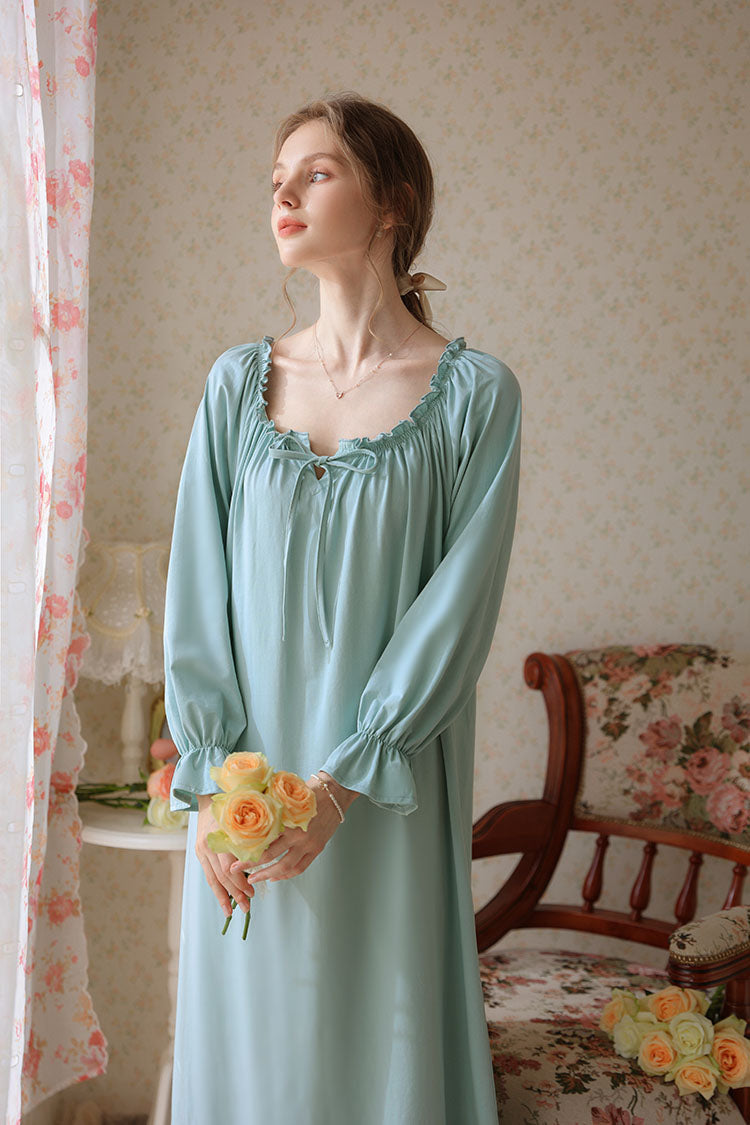 Flared sleeves Long Cotton Nightgown