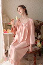 Ruffled Trimmed Long Nightgown