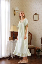 Ruffled Round Neck Midi Nightgown