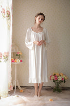Ruffled Trimmed Long Nightgown