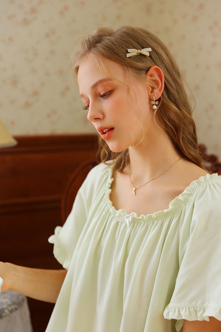Ruffled Round Neck Midi Nightgown