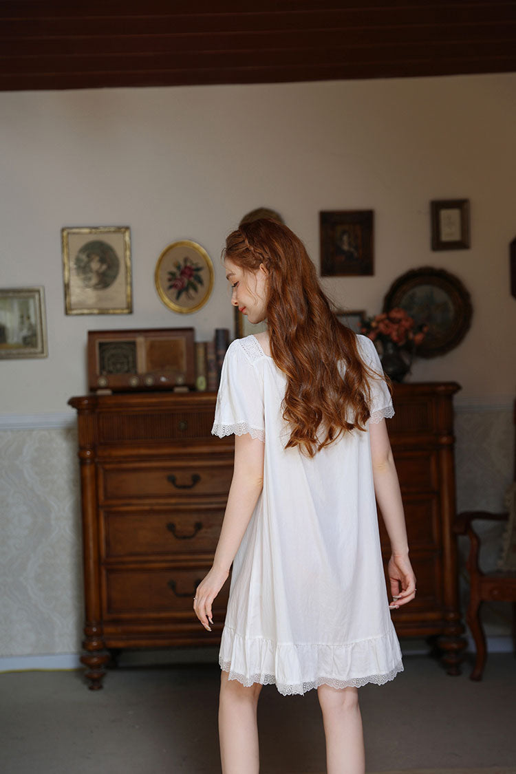 Lace Trimmed Bow Nightgown