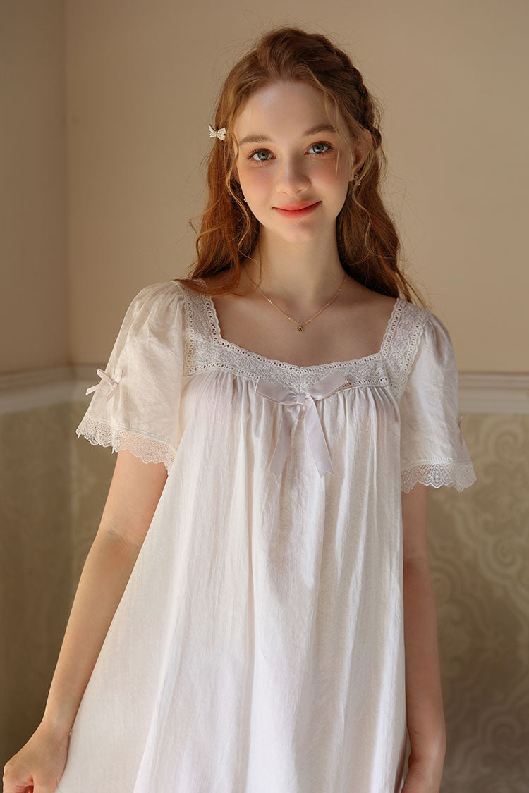 Lace Trimmed Bow Nightgown