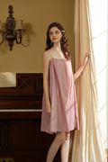 Pink Pure Cotton Spaghetti Strap Short Nightgown
