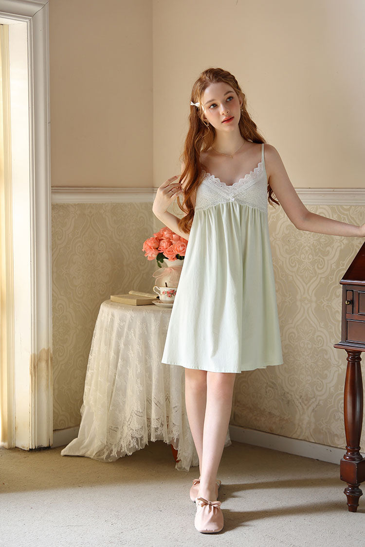 V - neck Ruffled Strap Nightgown