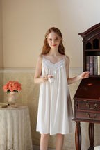Lace Trimmed Spaghetti Strap Nightgown