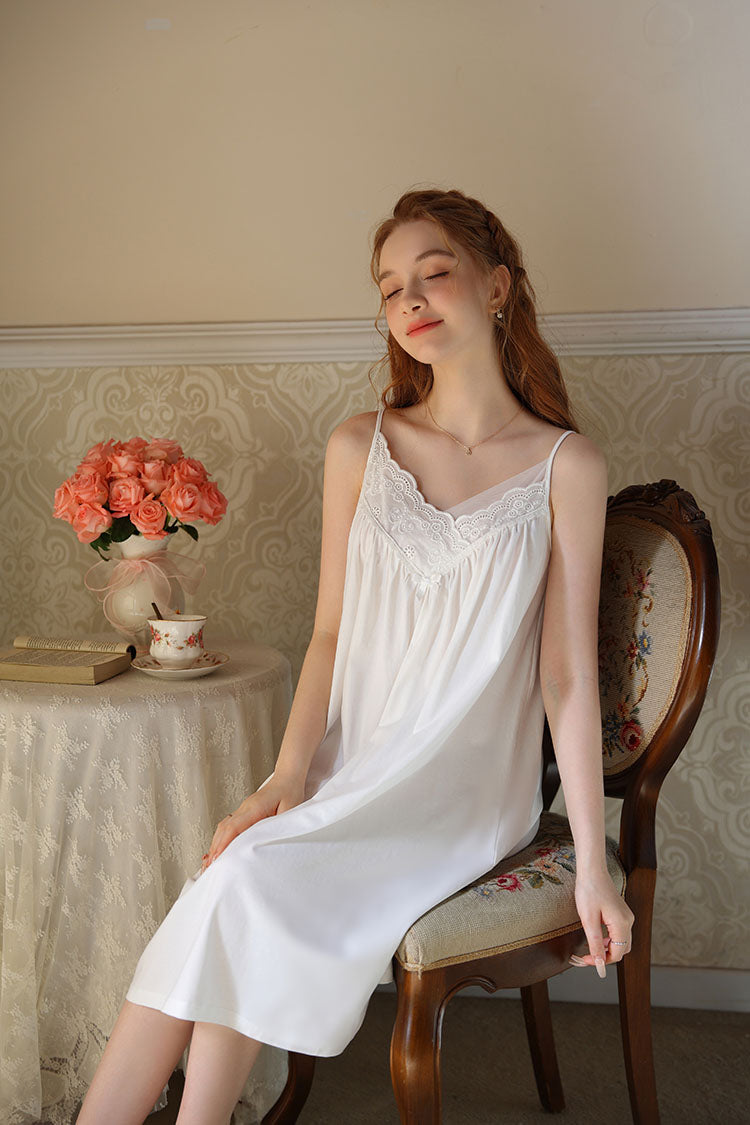 Lace Trimmed Spaghetti Strap Nightgown