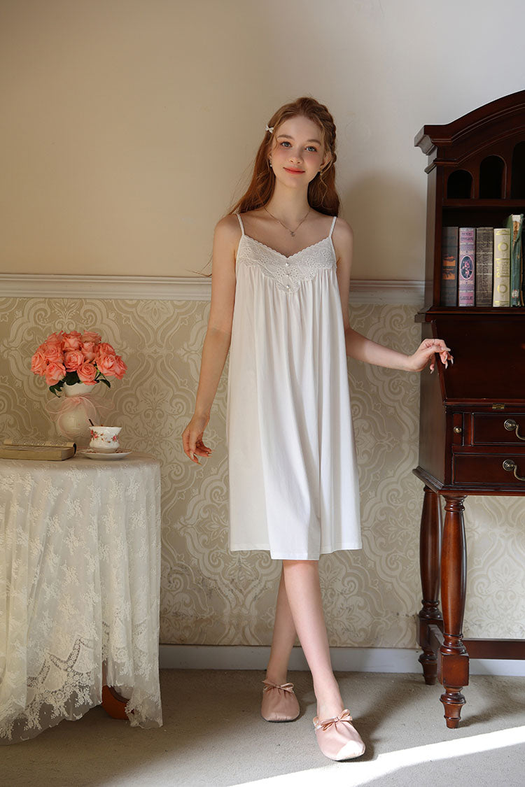 Lace Trimmed Spaghetti Strap Nightdress