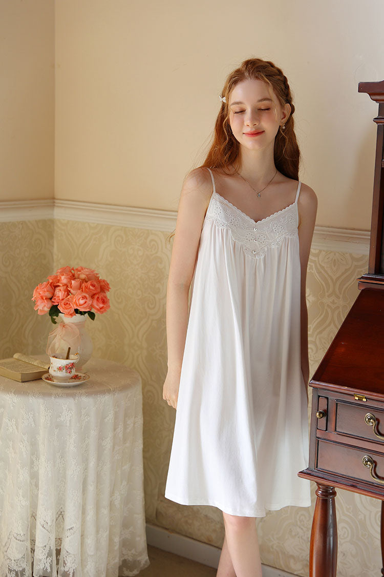 Lace Trimmed Spaghetti Strap Nightdress