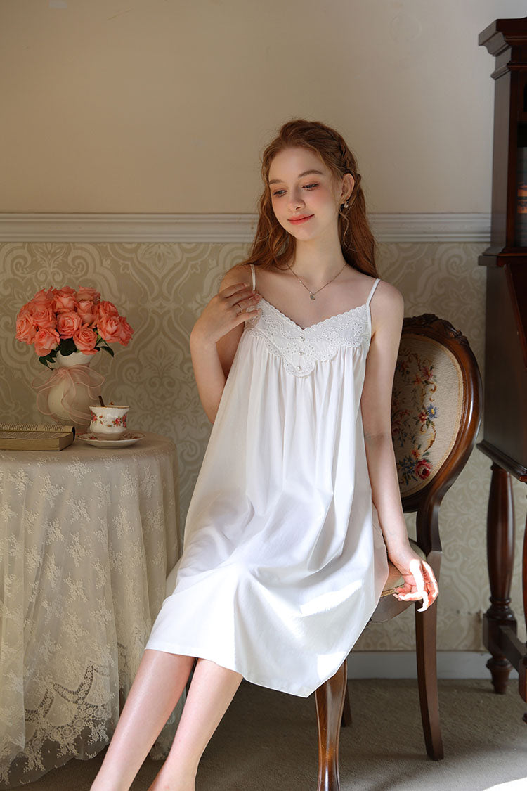 Lace Trimmed Spaghetti Strap Nightdress