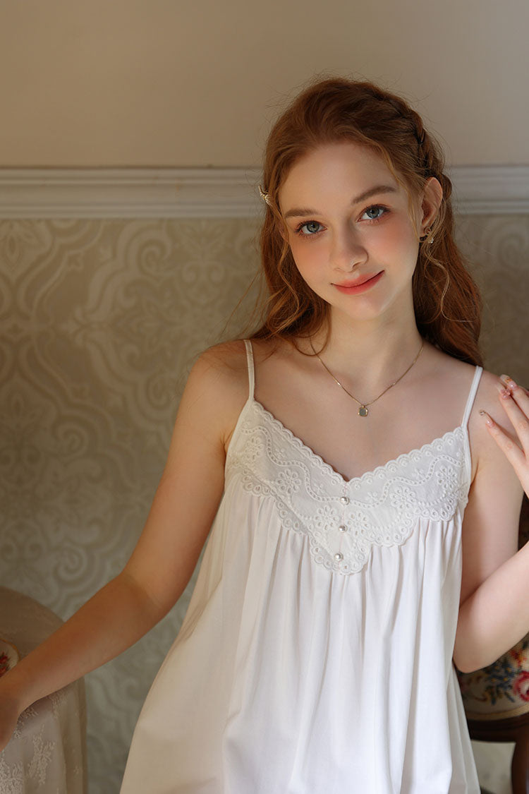 Lace Trimmed Spaghetti Strap Nightdress