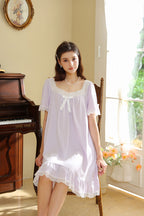 Lace Trimmed Bow Nightgown