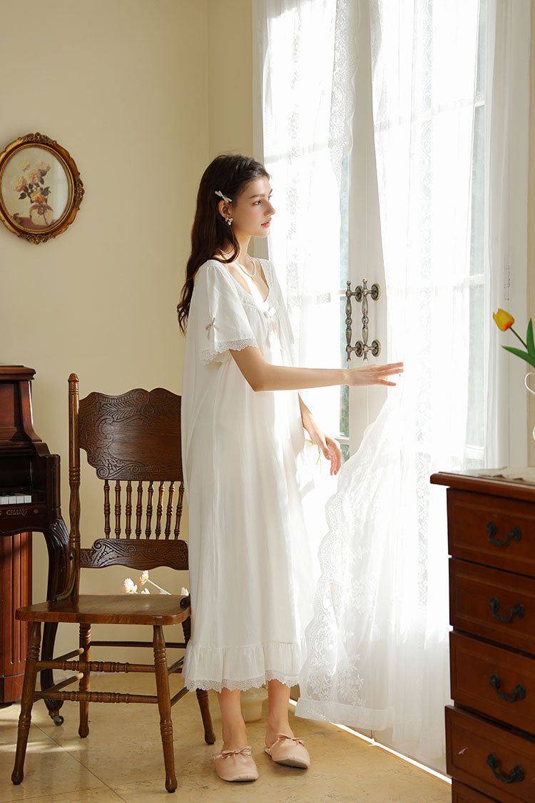 Lace Trimmed Maxi Nightgown