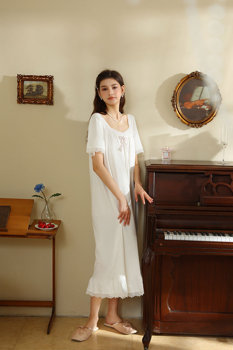 Lace Trimmed Maxi Nightgown