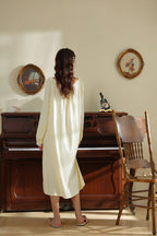 Minimalist Nightgown with Lace Cuffs