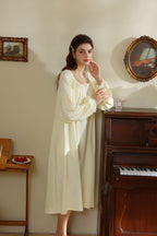 Minimalist Nightgown with Lace Cuffs