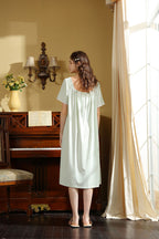 Midi Length Lace Trimmed Nightgown