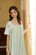 Midi Length Lace Trimmed Nightgown
