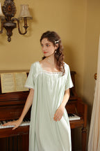 Midi Length Lace Trimmed Nightgown