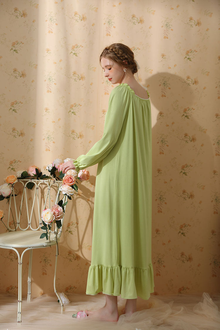 Minimalist Ruffled Trimmed Maxi Nightgown