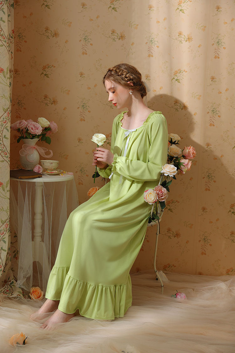 Minimalist Ruffled Trimmed Maxi Nightgown