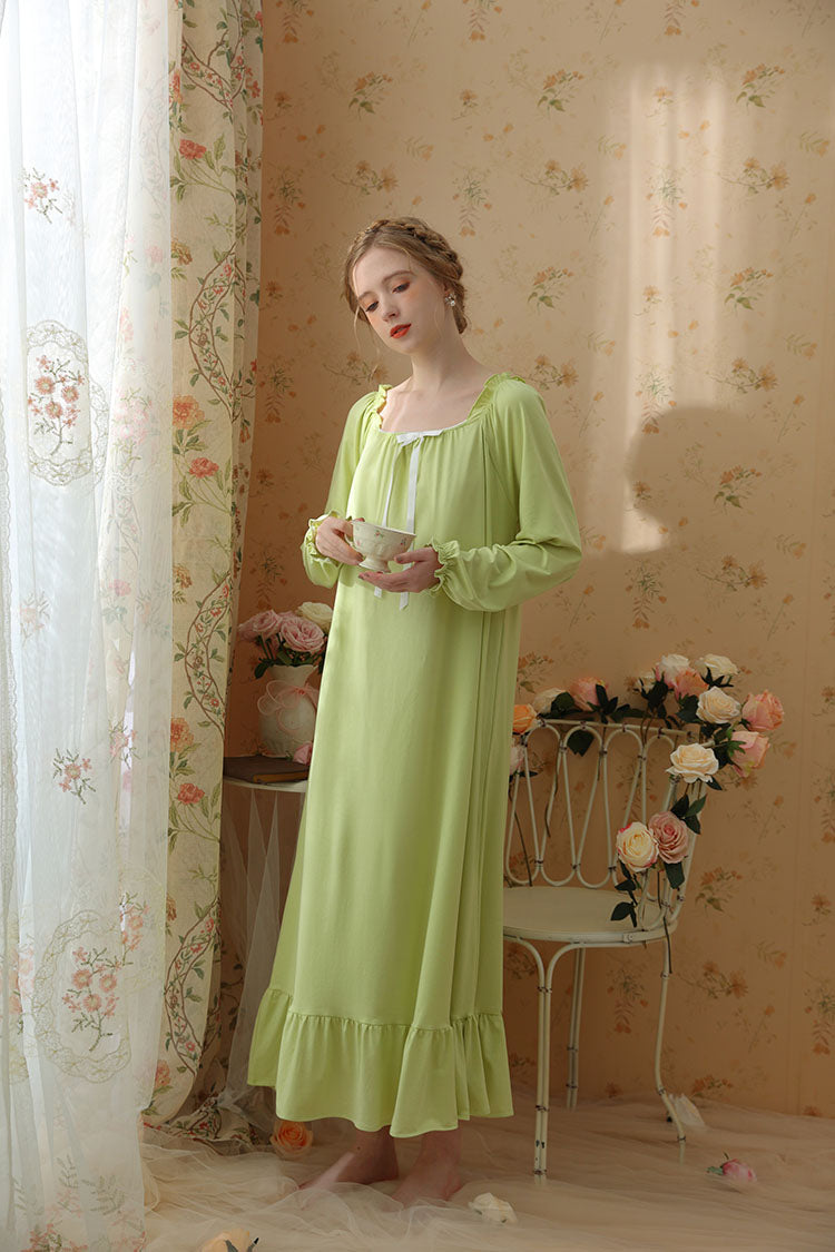 Minimalist Ruffled Trimmed Maxi Nightgown