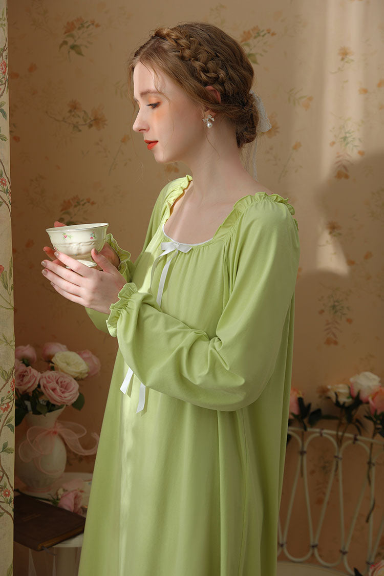 Minimalist Ruffled Trimmed Maxi Nightgown