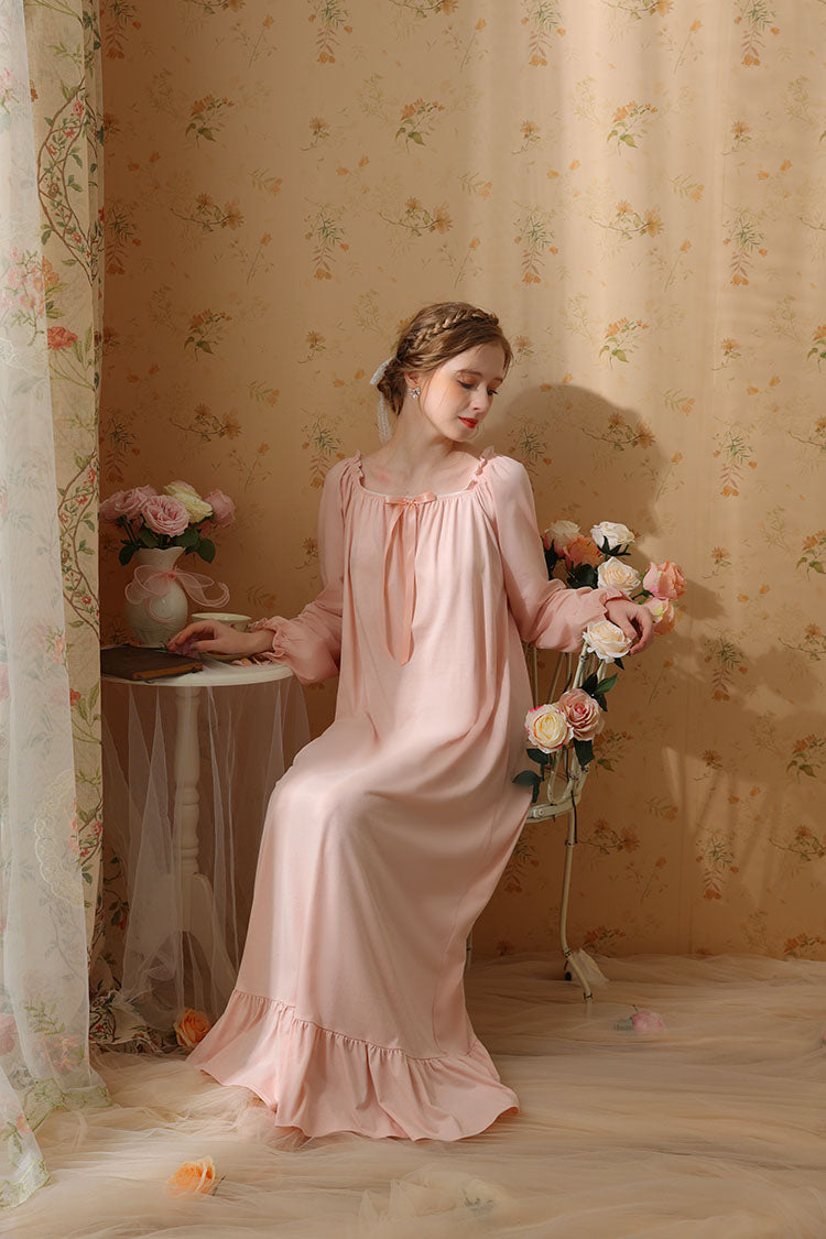 Minimalist Ruffled Trimmed Maxi Nightgown