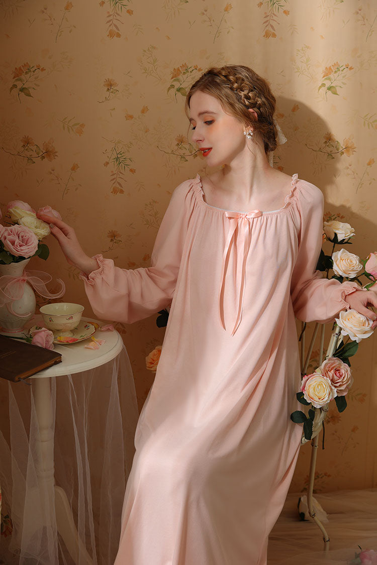 Minimalist Ruffled Trimmed Maxi Nightgown