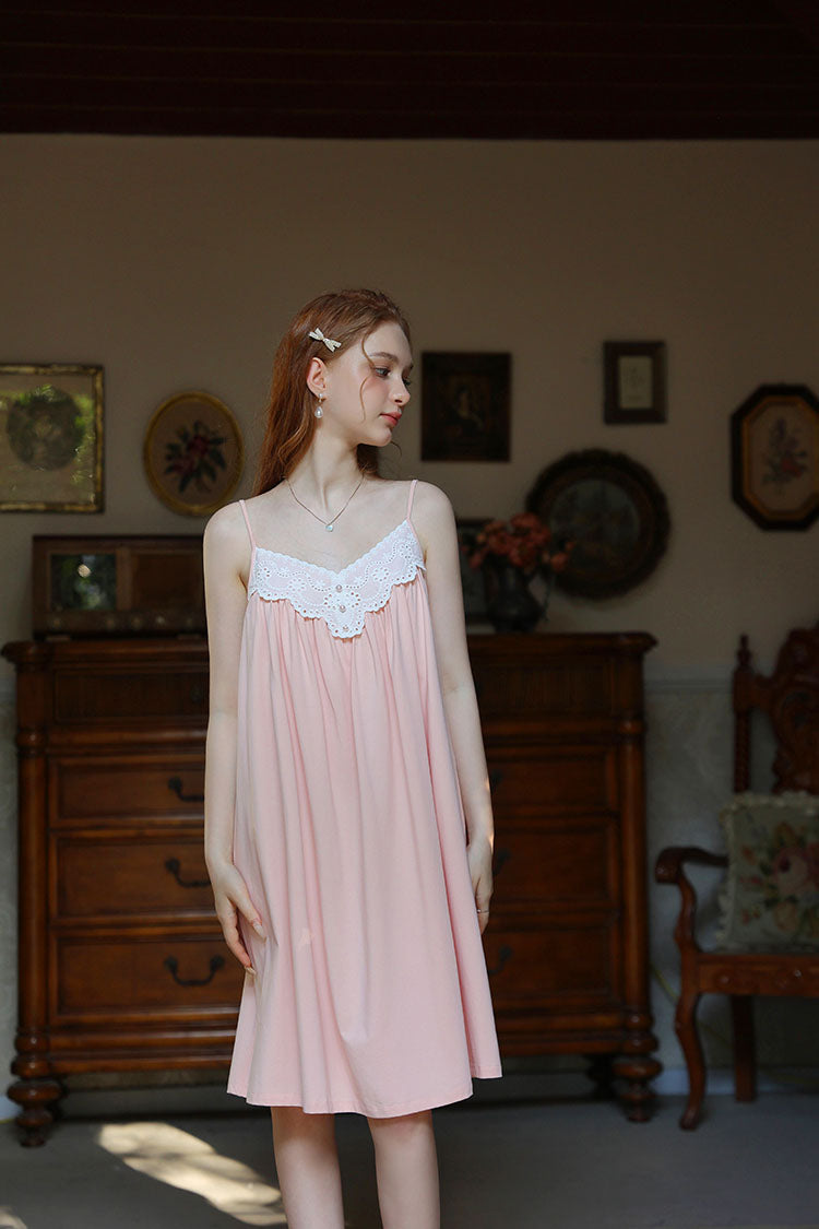 Lace Trimmed Spaghetti Strap Nightdress