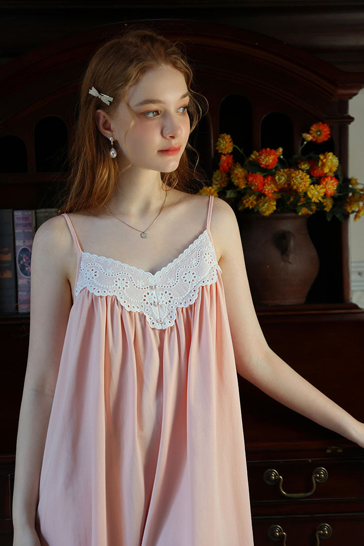 Lace Trimmed Spaghetti Strap Nightdress