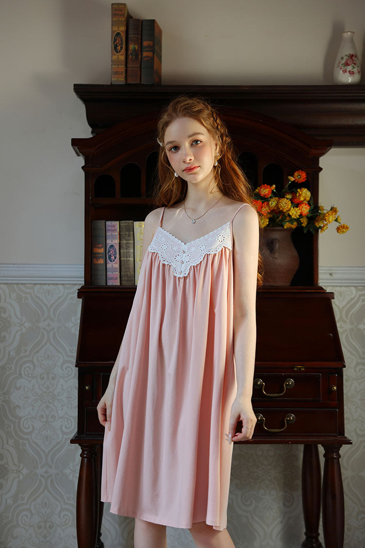 Lace Trimmed Spaghetti Strap Nightdress