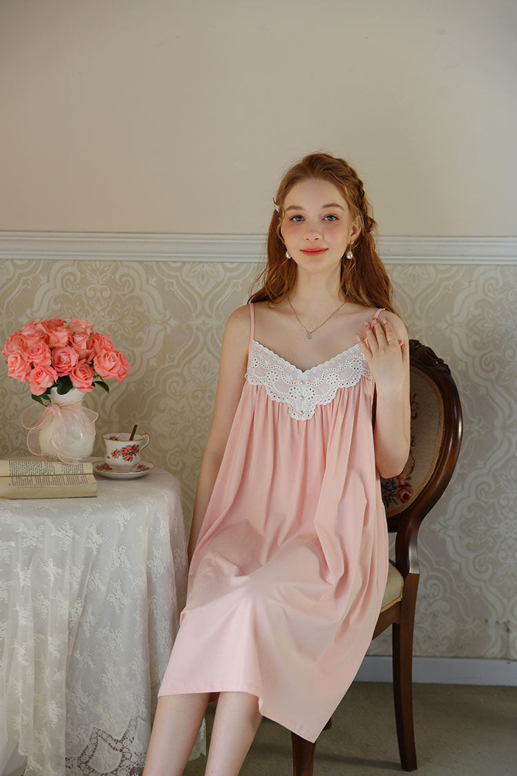 Lace Trimmed Spaghetti Strap Nightdress