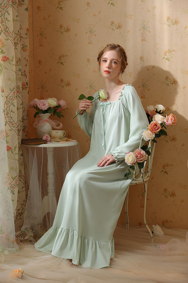 Minimalist Ruffled Trimmed Maxi Nightgown