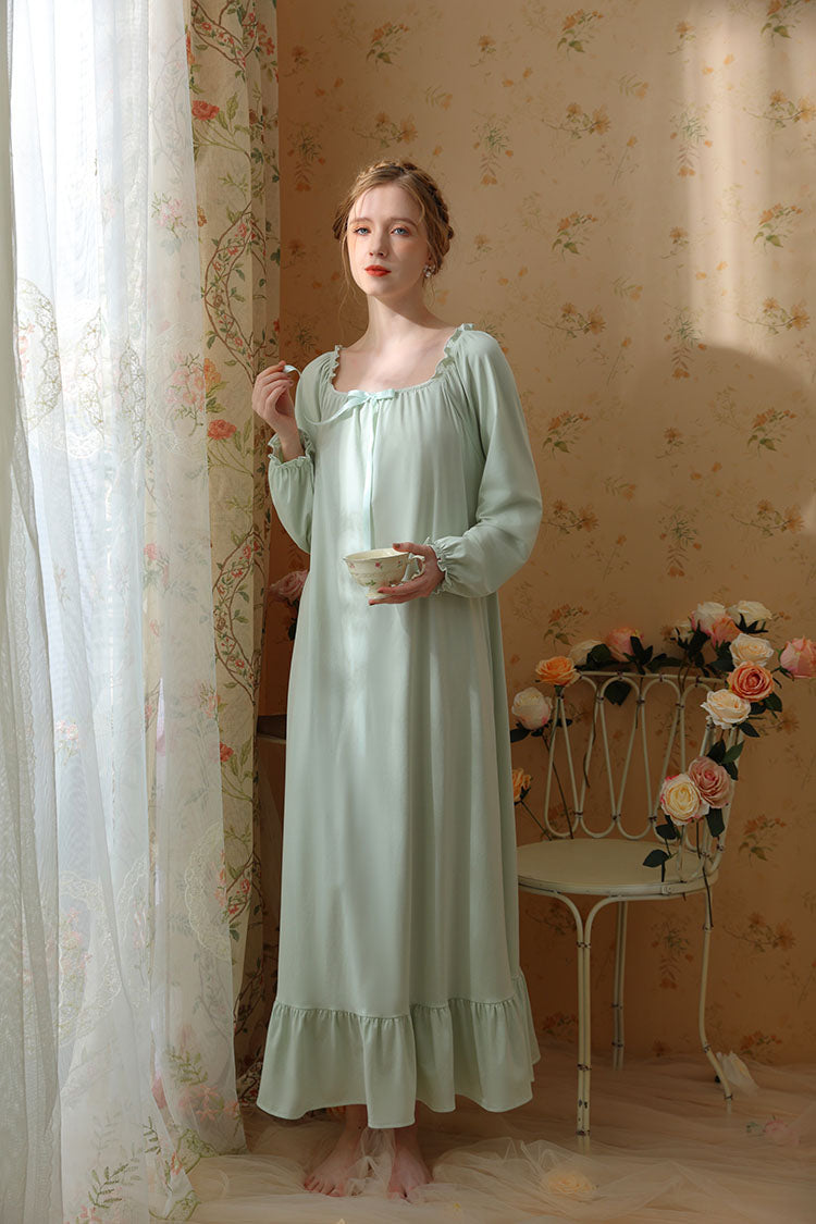 Minimalist Ruffled Trimmed Maxi Nightgown