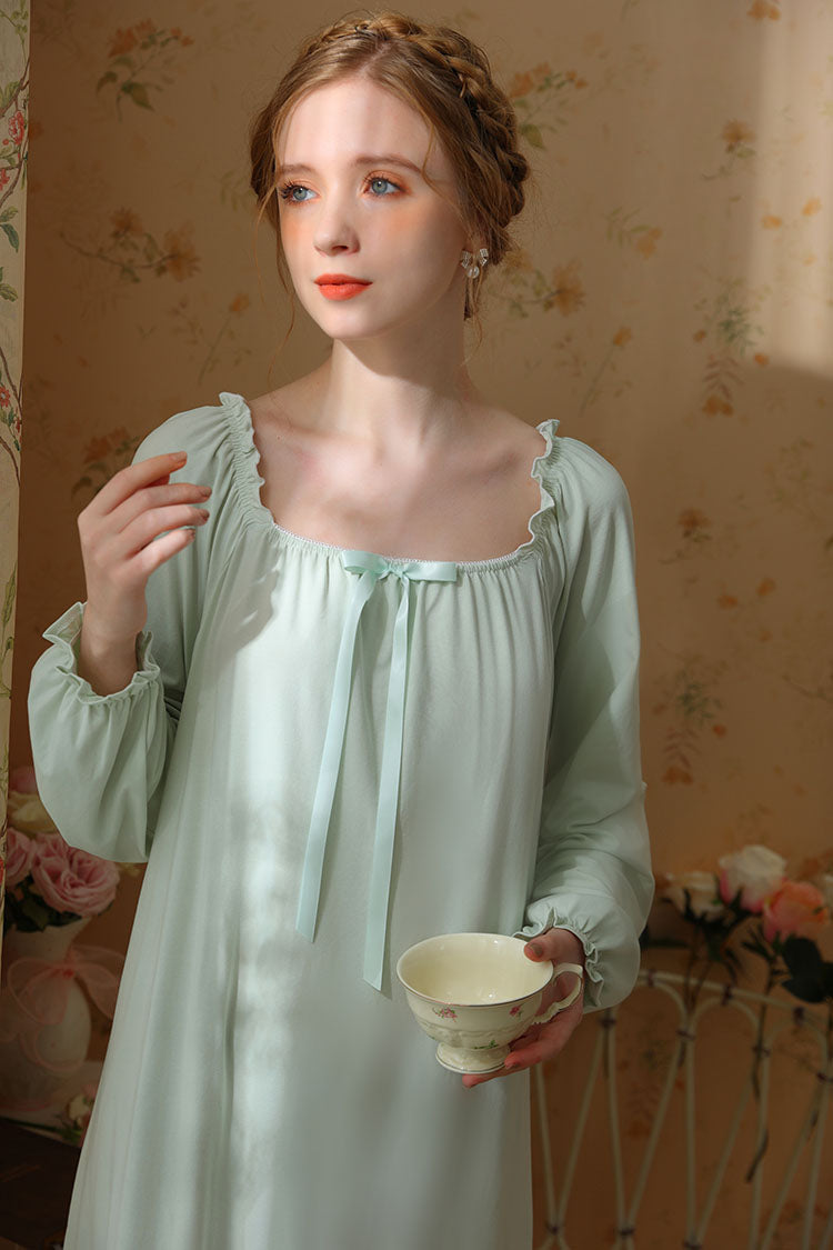 Minimalist Ruffled Trimmed Maxi Nightgown