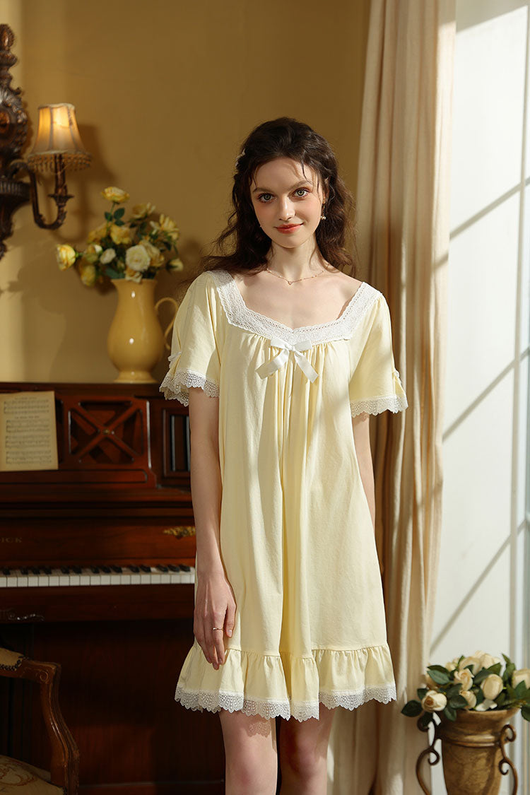 Lace Trimmed Bow Nightgown