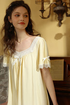 Lace Trimmed Bow Nightgown