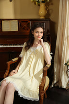 Lace Trimmed Bow Nightgown